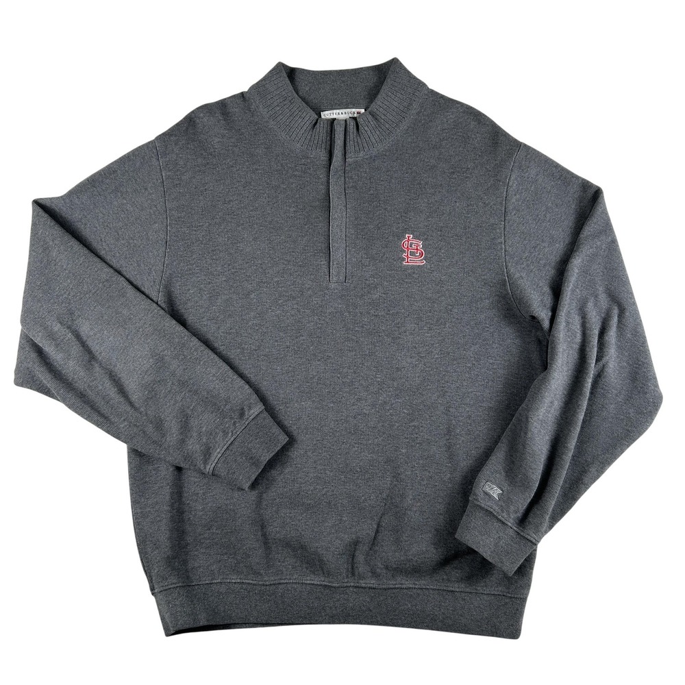 St. Louis Cardinals Sweater Mens Large MLB Baseball Cutter & Buck Quarter Zip